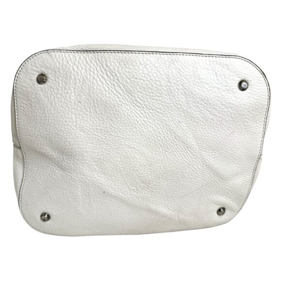 DKNY White Leather Drawstring Shoulder Bag With Tassels - Picture 7 of 15